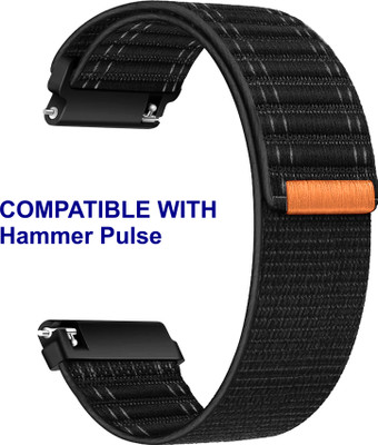 ACM WSM39A20BK1613 Watch Strap Nylon Soft 20mm for Hammer Pulse Smartwatch Black Smart Watch Strap(Black)