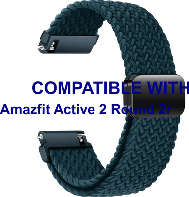 ACM WSM26N20TU3908 Watch Strap Woven Braided Magnetic Belt 20mm for Amazfit Active 2 Round 2r Smartwatch Turquoise Smart Watch Strap(Blue)