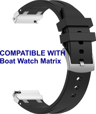 ACM WSM36X20BK2472 Watch Strap Metal Hook Silicone 20mm for Boat Watch Matrix Smartwatch Black Smart Watch Strap(Black)