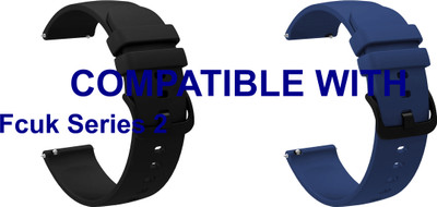 ACM WSM25M20BKDBL1804 Pack of 2 Watch Strap Silicone Hook 20mm for Fcuk Series 2 Smartwatch (Black/Dark Blue) Smart Watch Strap(Mullti Color)
