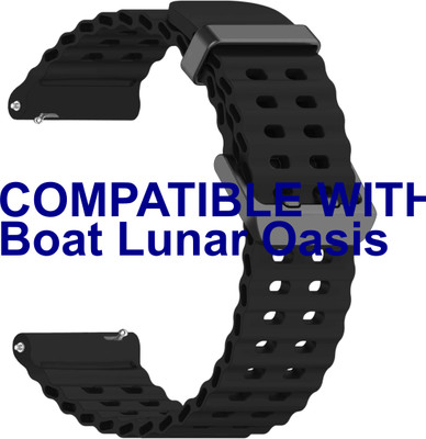 ACM Watch Strap Silicone Sports for Boat Lunar Oasis Smartwatch Black Smart Watch Strap(Black)