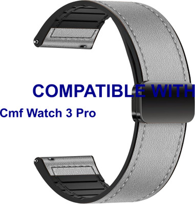 ACM WSM28P22GY3926 Watch Strap Leather Magnetic Silicone Belt 22mm for |Cmf Watch 3 Pro Smartwatch Grey Smart Watch Strap(Grey)