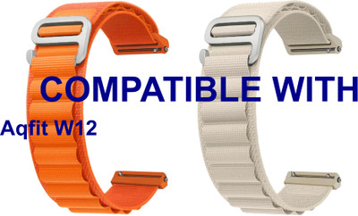 ACM WSM17E20ORWT2301 Pack of 2 Watch Strap Nylon Hook 20mm for Aqfit W12 Smartwatch (Orange/White) Smart Watch Strap(Mullti Color)