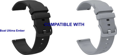 ACM WSM24L22BKGY3850 Pack of 2 Watch Strap Silicone Color Hook 22mm for Boat Ultima Ember Smartwatch (Black/Grey) Smart Watch Strap(Mullti Color)