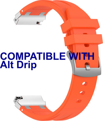 ACM Watch Strap Metal Hook Silicone for Alt Drip Smartwatch Orange Smart Watch Strap(Orange)