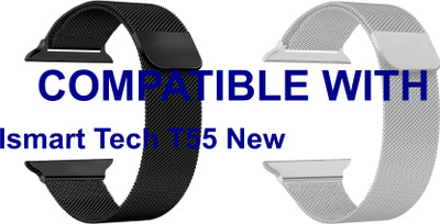 ACM WSM4M40BKSL1059N3 Pack of 2 Sliding 44mm 49mm Watch Strap Magnetic for Ismart Tech T55 New Smartwatch Black/Silver Smart Watch Strap(Mullti Color)