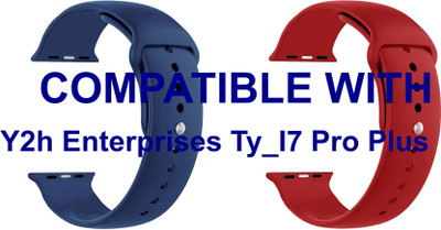 ACM WSM2P40DBLRD1173N1 Pack of 2 Sliding 44mm 49mm Watch Strap Silicone Belt for |Y2h Enterprises Ty_I7 Pro Plus Smartwatch Dark Blue/Red Smart Watch Strap(Mullti Color)