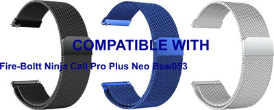 ACM WSM4M20BKBLSL3858 Pack of 3 Watch Strap Magnetic 20mm for |Fire-Boltt Ninja Call Pro Plus Neo Bsw053 Smartwatch (Black/Blue/Silver) Smart Watch Strap(Mullti Color)