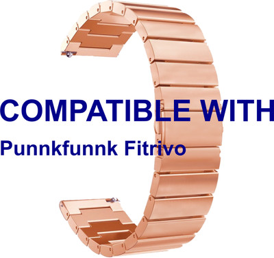 ACM WSM5F22RSG5011 Watch Strap Steel Metal Belt 22mm for Punnkfunnk Fitrivo Smartwatch Rose Gold Smart Watch Strap(Gold)