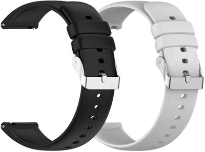 AOnes Pack of 2 Silicone Belt for Noise Noisefit Fuse Plus Smart Watch Strap(Black, Grey)