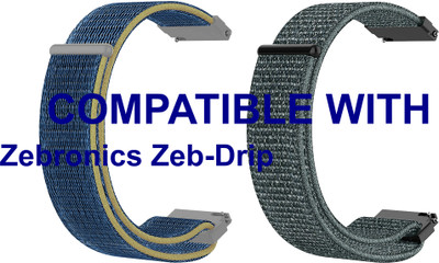 ACM WSM3V20BLGY2726 Pack of 2 Watch Strap Nylon Loop 20mm for Zebronics Zeb-Drip Smartwatch (Blue/Grey) Smart Watch Strap(Mullti Color)