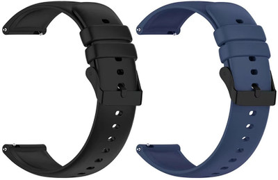 AOnes Pack of 2 Watch Strap Silicone Classic Belt for Noise Colorfit Caliber 3 Plus Smart Watch Strap(Black, Blue)