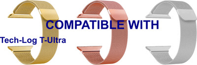 ACM WSM4M40GLRSGSL1197N1 Pack of 3 Sliding 44mm 49mm Watch Strap Magnetic for Tech-Log T-Ultra Smartwatch Champagne Gold/Rose Gold Pink/Silver Smart Watch Strap(Mullti Color)