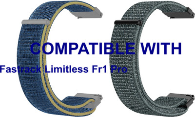 ACM WSM3V22BLGY3928 Pack of 2 Watch Strap Nylon Loop Belt 22mm for Fastrack Limitless Fr1 Pro Smartwatch (Blue/Grey) Smart Watch Strap(Mullti Color)