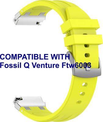 ACM WSM36X22LY1633 Watch Strap Metal Hook Silicone 22mm for Fossil Q Venture Ftw6003 Smartwatch Lime Yellow Smart Watch Strap(Yellow)