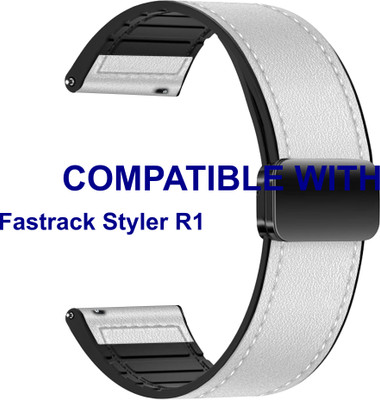 ACM WSM28P22WT5005 Watch Strap Leather Magnetic Silicone Belt 22mm for |Fastrack Styler R1 Smartwatch White Smart Watch Strap(White)