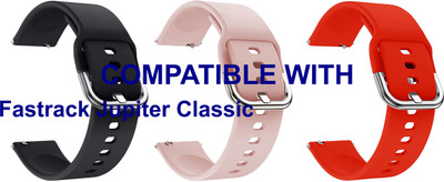 ACM WSM8H22BKCPKRD3903 Pack of 3 Watch Strap Hook Belt 22mm for |Fastrack| Jupiter Classic Smartwatch (Black/Creame/Red) Smart Watch Strap(Mullti Color)
