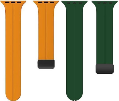 Upthrust Flexi Snap Citrus Burst & Combat Green 42/44/45/49mm (Pack of 2) Smart Watch Strap(Orange, Green)
