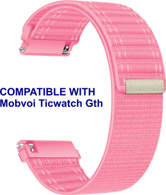 ACM WSM39A20PK2176 Watch Strap Nylon Soft 20mm for Mobvoi Ticwatch Gth Smartwatch Pink Smart Watch Strap(Pink)