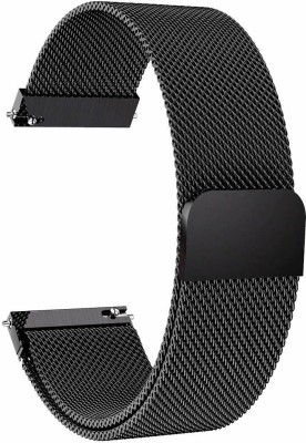 Big Wings 22mm Premium Stainless Steel Strap Compatible with NOISE CALIBER, BOAT EXPLORER Smart Watch Strap(Black)