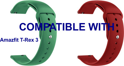 ACM WSM2P22GRRD5015 Pack of 2 Watch Strap Silicone Belt 22mm for Amazfit T-Rex 3 Smartwatch (Green/Red) Smart Watch Strap(Mullti Color)