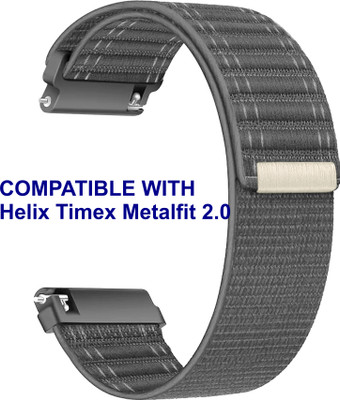 ACM WSM39A20GY2323 Watch Strap Nylon Soft 20mm for Helix Timex Metalfit 2.0 Smartwatch Grey Smart Watch Strap(Grey)
