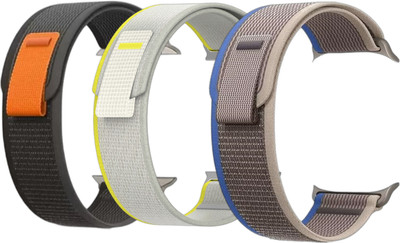 keeva Trail Loop Watch Straps Compatible with Straps 49mm 45mm 44mm 42mm Nylon Sport Bands Adjustable Pull Tab Strap for iWatch Ultra Series 8 7 6 5 4 SE/SE2 3 2 1 (Pack of 3) Smart Watch Strap(Black, Blue, Yellow)