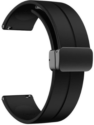 Sacriti 22mm Silicone Smart Watch Strap & Band with Folding Magnetic Lock | Replacement Strap | Stylish Smart Watch Accessory, Smart Watch Strap(Black)