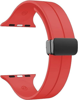 Wrapo Silicone Sport Band Compatible with Apple Watch 38mm 40mm 41mm 42 mm 44 mm 45 mm 49 mm, Magnetic Clasp Adjustable Strap Compatible for iWatch Series SE Series 1-8 Smart Watch Strap(Red)