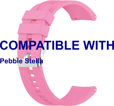 ACM WSM15C22LPK3900 Watch Strap Silicone Hook Belt 22mm for New Pebble Stella Smartwatch Light Pink Smart Watch Strap(Pink)