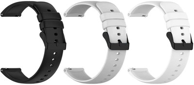 AOnes Pack of 3 Watch Strap Silicone Classic Belt for Fastrack Styler R1 Smart Watch Strap(Black, Grey, White)