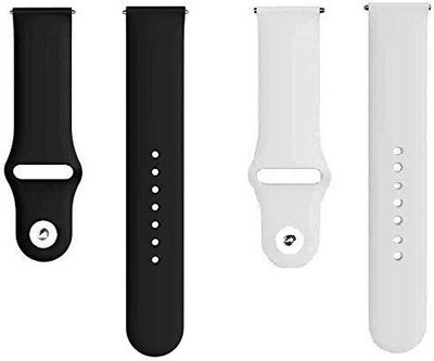 BLACK LOVIES 20 MM Soft Silicon Smartwatch Strap Compatible With BO_AT Vertex Smart Watch Strap(Black, White)