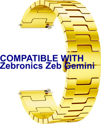 ACM WSM37Y22GL3517 Watch Strap Metal Steel 22mm for Zebronics Zeb Gemini Smartwatch Belt Gold Smart Watch Strap(Gold)