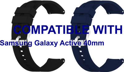 ACM WSM15C20BKDBL1181 Pack of 2 Watch Strap Silicone Hook 20mm for Samsung Galaxy Active 40mm Smartwatch (Black/Dark Blue) Smart Watch Strap(Mullti Color)