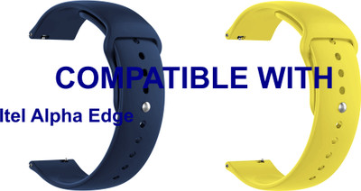 ACM WSM2P22DBLYL5031 Pack of 2 Watch Strap Silicone Belt 22mm for Itel Alpha Edge Smartwatch (Dark Blue/Yellow) Smart Watch Strap(Mullti Color)