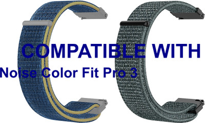 ACM WSM3V22BLGY2131 Pack of 2 Watch Strap Nylon Loop 22mm for Noise Color Fit Pro 3 Smartwatch (Blue/Grey) Smart Watch Strap(Mullti Color)