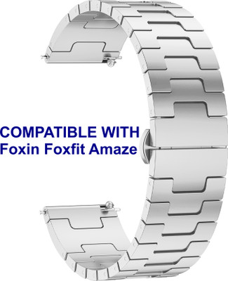 ACM WSM37Y20SL1710 Watch Strap Metal Steel 20mm for Foxin Foxfit Amaze Smartwatch Silver Smart Watch Strap(Silver)
