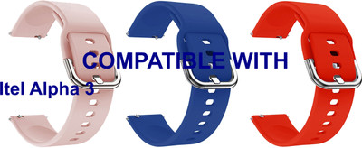 ACM WSM8H22CPKDBLRD3905 Pack of 3 Watch Strap Hook Belt 22mm for Itel Alpha 3 Smartwatch (Creame/Blue/Red) Smart Watch Strap(Mullti Color)
