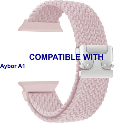 ACM WSM38Z40CPK1075 Sliding 44mm 49mm Watch Strap Woven Braided Clipper for |Aybor A1 Smartwatch Creame Pink Smart Watch Strap(Pink)