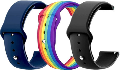 BLACK LOVIES 20 MM Smartwatch straps Pack of 3 Smart Watch Strap(Black, Blue, Mullti Color)