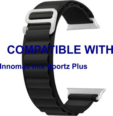 ACM WSM17E40BK1682 Sliding 44mm 49mm Watch Strap Nylon Hook for Innomax Imx Sportz Plus Smartwatch Black Smart Watch Strap(Black)