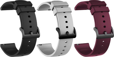 PUNAK 22MM Silicon Smart Watch Strap PACK OF 3 Smart Watch Strap(Black, Grey, Purple)