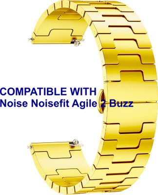 ACM WSM37Y22GL2903 Watch Strap Metal Steel 22mm for Noise Noisefit Agile 2 Buzz Smartwatch Belt Gold Smart Watch Strap(Gold)