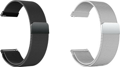 ACM Pack of 2 Strap Magnetic for Fire-Boltt Ninja Pro Max Plus Bsw026 (Black/Silver) Smart Watch Strap(Mullti Color)
