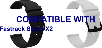 ACM WSM25M22BKWT3756 Pack of 2 Watch Strap Silicone Hook 22mm for Fastrack Styler X2 Smartwatch (Black/White) Smart Watch Strap(Mullti Color)
