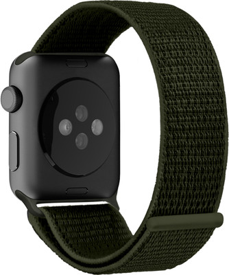 DailyObjects Army green Lightweight Loop Nylon WatchBands/Straps Compatible with Apple Watch 42mm/44mm/45mm/49mm | Sporty Adjustable Strap with Premium Velcro closure Strap for Apple iWatch Ultra Series SE 8 7 6 5 4 3 2 1 (Watch NOT Included) Smart Watch Strap(Green)