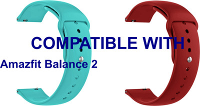 ACM WSM2P22LBLRD3916 Pack of 2 Watch Strap Silicone Belt 22mm for Amazfit Balance 2 Smartwatch (Light Blue/Red) Smart Watch Strap(Mullti Color)
