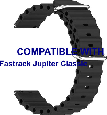 ACM WSM18F22BK3903 Watch Strap Silicone Smart Belt 22mm for |Fastrack| Jupiter Classic Smartwatch Black Smart Watch Strap(Black)