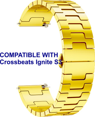 ACM WSM37Y22GL2014 Watch Strap Metal Steel 22mm for Crossbeats Ignite S3 Smartwatch Gold Smart Watch Strap(Gold)