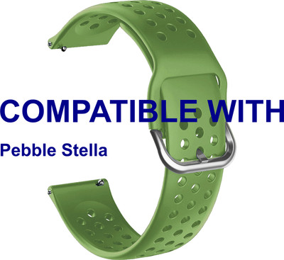 ACM WSM11B22GR3900 Watch Strap Dot Belt 22mm for New Pebble Stella Smartwatch Green Smart Watch Strap(Green)